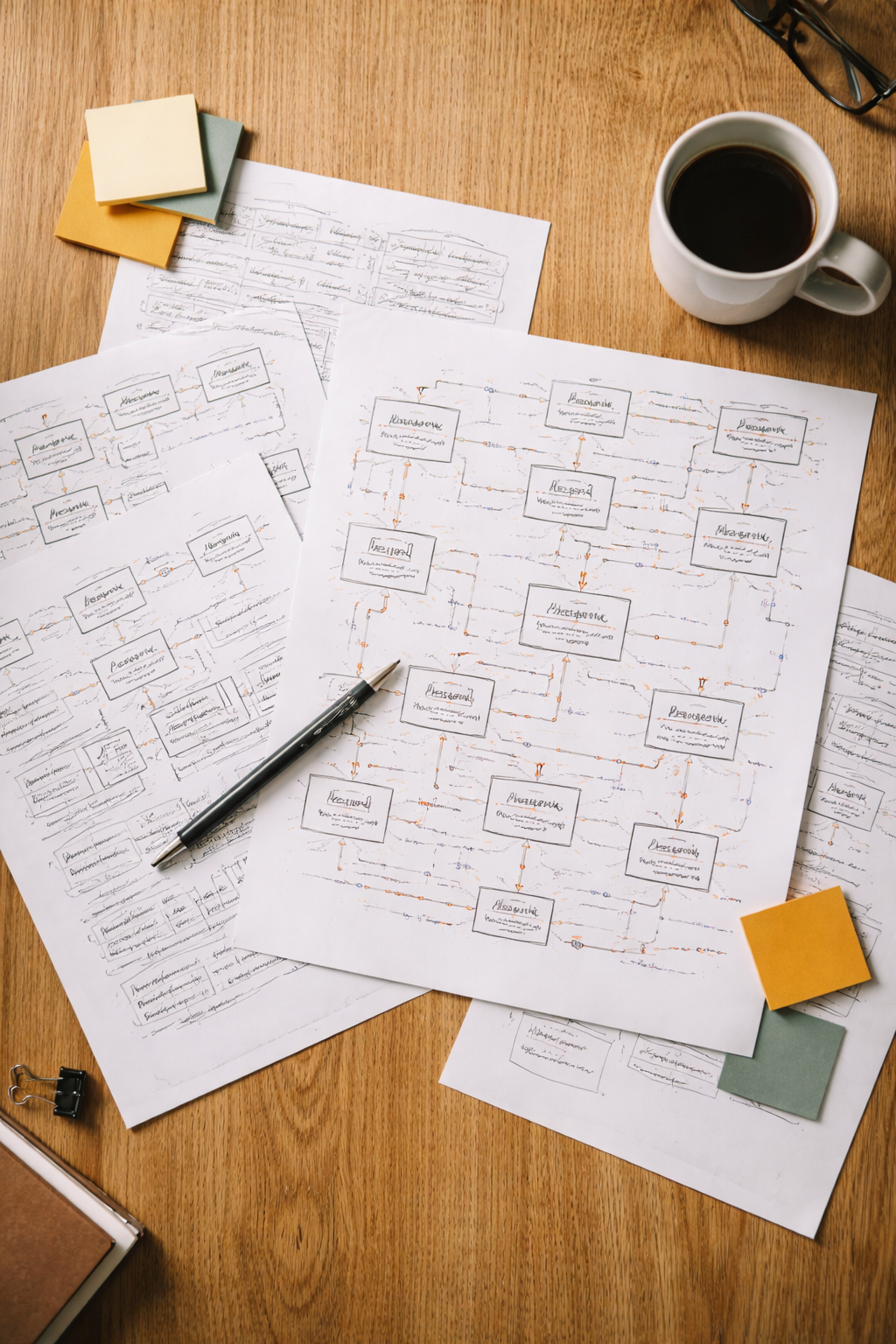 Technical documents and system architecture diagrams